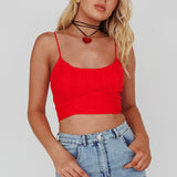 Linka Cami Strap Crop Top Red