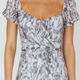 Linka Off-Shoulder Tie Back Midi Dress Printed Grey
