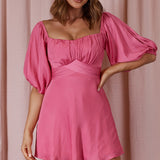 Linka On or Off-Shoulder Half Sleeve Tie-Back Dress Hot Pink