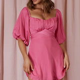 Linka On or Off-Shoulder Half Sleeve Tie-Back Dress Hot Pink