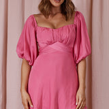 Linka On or Off-Shoulder Half Sleeve Tie-Back Dress Hot Pink