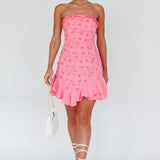 Cece Embroidered Bandeau Dress Hot Pink