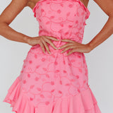 Cece Embroidered Bandeau Dress Hot Pink