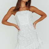 Cece Embroidered Bandeau Dress White