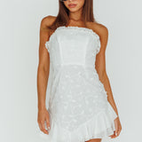 Cece Embroidered Bandeau Dress White