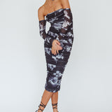 Cece Off-Shoulder Midi Dress Floral Black