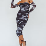 Cece Off-Shoulder Midi Dress Floral Black