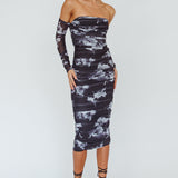 Cece Off-Shoulder Midi Dress Floral Black