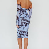 Cece Off-Shoulder Midi Dress Floral Blue