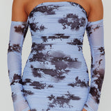 Cece Off-Shoulder Midi Dress Floral Blue