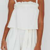 Minnow Tied Shoulder Romper White