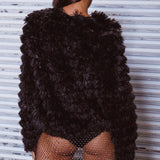 Montana Shaggy Faux Fur Coat Black