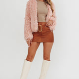 Montana Long Pile Faux Fur Jacket Blush
