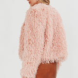 Montana Long Pile Faux Fur Jacket Blush