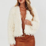 Montana Long Pile Faux Fur Jacket White