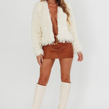 Montana Long Pile Faux Fur Jacket White