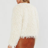Montana Long Pile Faux Fur Jacket White