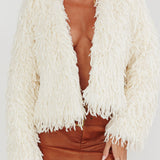 Montana Long Pile Faux Fur Jacket White