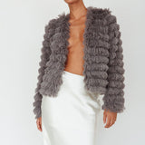 Montana Shaggy Faux Fur Coat Grey