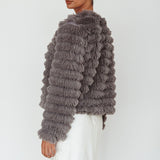 Montana Shaggy Faux Fur Coat Grey