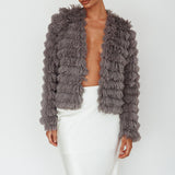 Montana Shaggy Faux Fur Coat Grey