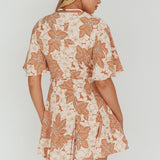 Estelle Angel Sleeve Dress Floral Brown