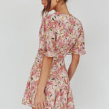 Estelle Angel Sleeve Dress Lily Print Yellow