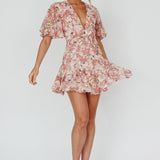Estelle Angel Sleeve Dress Lily Print Yellow