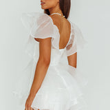 Aphrodite Angel Sleeve Layered Romper White