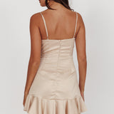 Lake Como Ruffle Hem Mini Dress Champagne