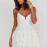 Lake Como Lace Mini Dress White