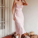 Malibu Gathered Bust Cami Strap Midi Dress Spring Pink