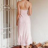 Malibu Gathered Bust Cami Strap Midi Dress Spring Pink