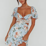 Sweet Romance Cut-Out Mini Dress Blue