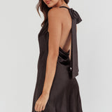 Champagne Showers Halterneck Slip Mini Dress Black