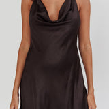 Champagne Showers Halterneck Slip Mini Dress Black