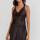 Champagne Showers Halterneck Slip Mini Dress Black