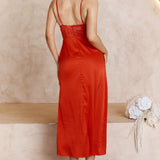 Trophy Lace Bodice Midi Dress Red