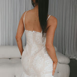 St Tropez Cami Strap Frill Hem Lace Mini Dress White