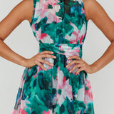 Mandalay High Neck Sleeveless Dress Floral Green