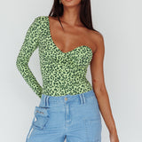 Fifi One Sleeve Bodysuit Leopard Apple