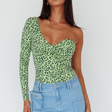 Fifi One Sleeve Bodysuit Leopard Apple