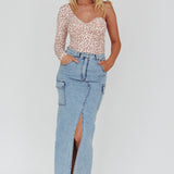 Fifi One Sleeve Bodysuit Leopard Rose