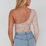 Fifi One Sleeve Bodysuit Leopard Rose