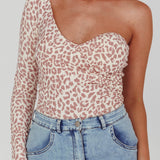 Fifi One Sleeve Bodysuit Leopard Rose