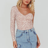 Fifi One Sleeve Bodysuit Leopard Rose
