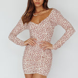 In The Now Long Sleeve Mini Dress Rose Leopard