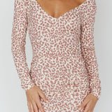 In The Now Long Sleeve Mini Dress Rose Leopard