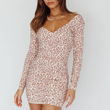 In The Now Long Sleeve Mini Dress Rose Leopard