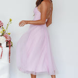 Smitten Sweetheart Neckline Chiffon Midi Dress Orchid